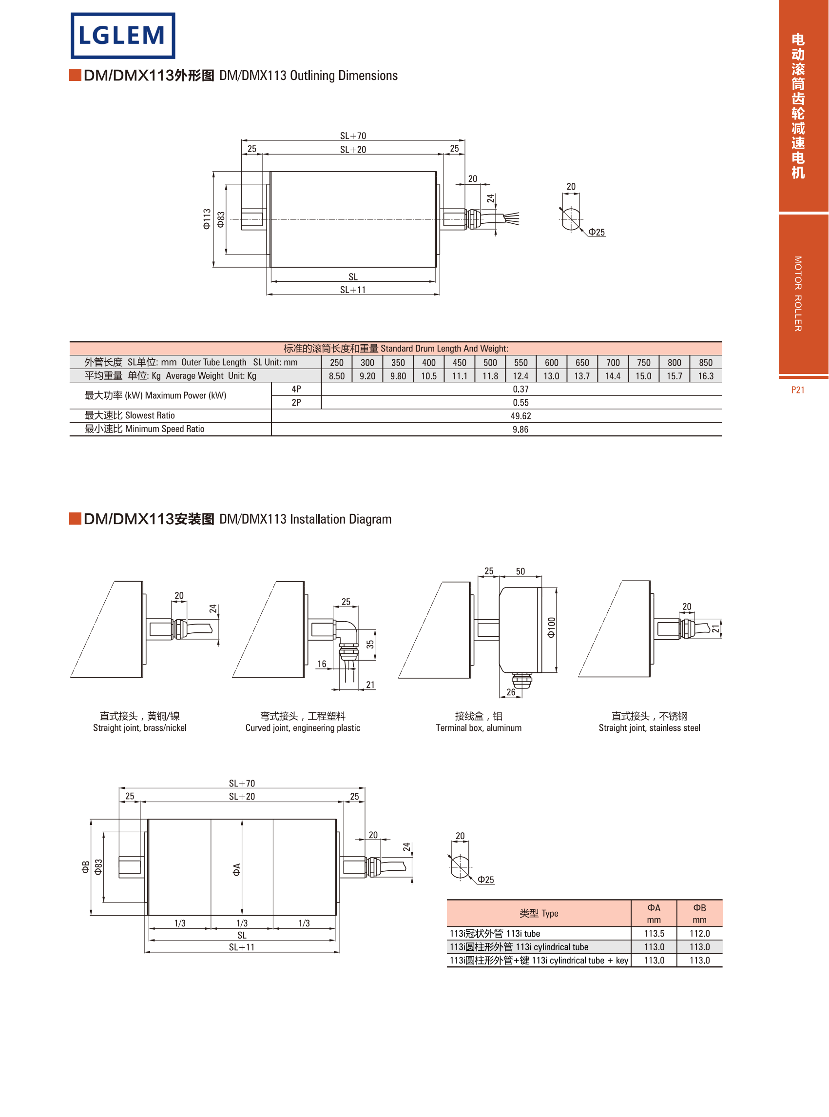 AC DRUM MOTOR DMX113