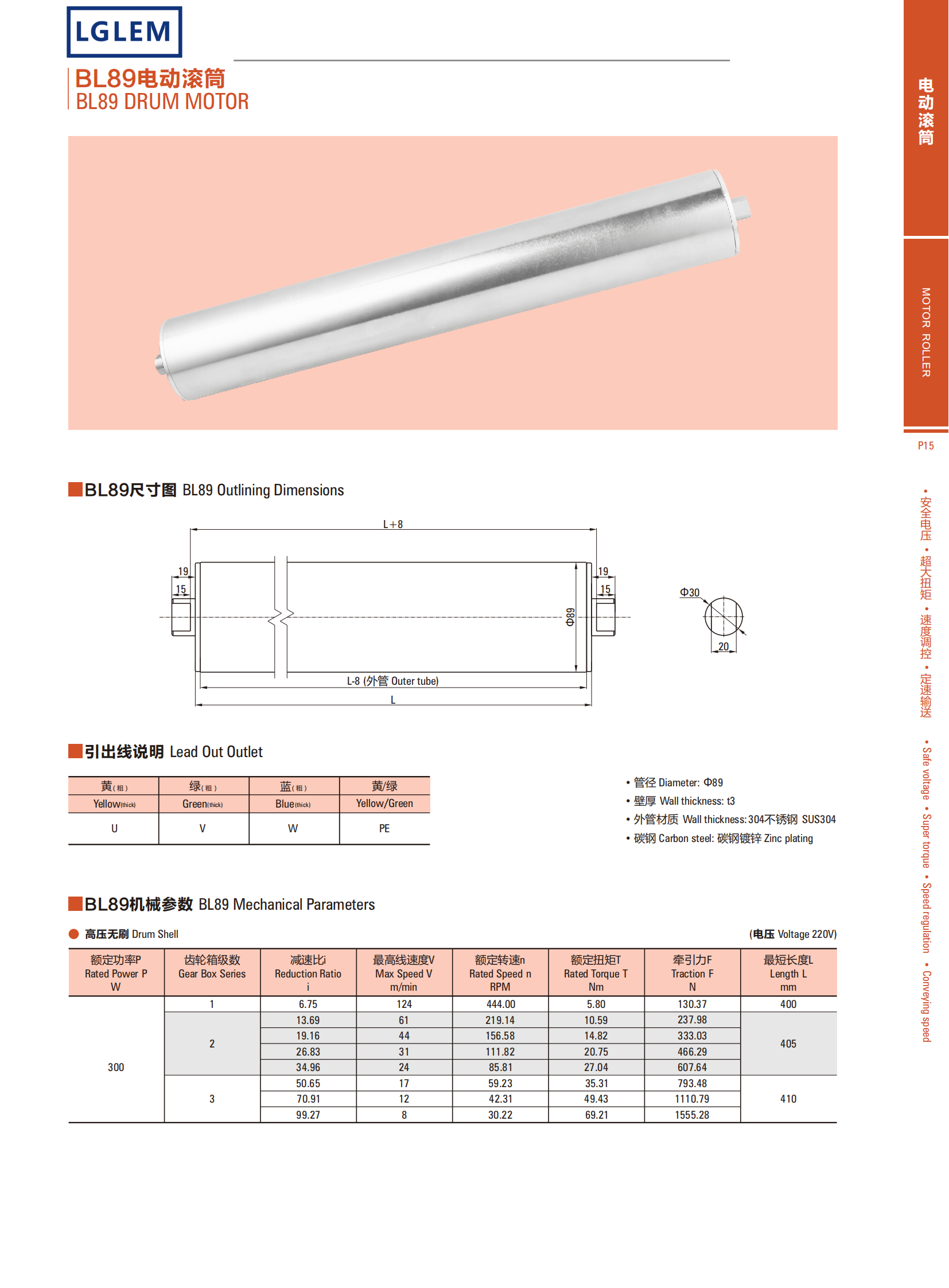 BRUSHLESS DC DRUM MOTOR  BL89 Permanent Magnet High Voltage